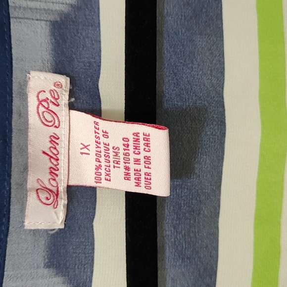 Blue sheer n stripes tank top - Picture 3 of 3